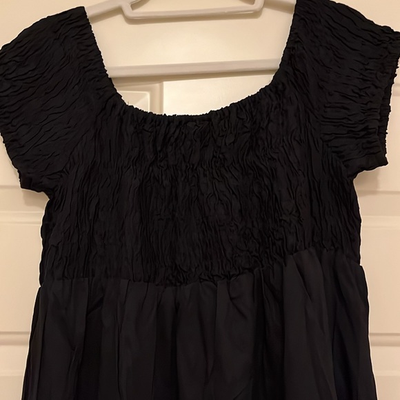 Times two Black Maternity Off- shoulder smocked Maxi Dress/NWT/Large - Picture 9 of 9